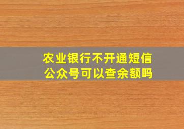 农业银行不开通短信 公众号可以查余额吗